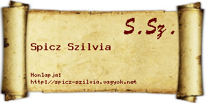 Spicz Szilvia névjegykártya